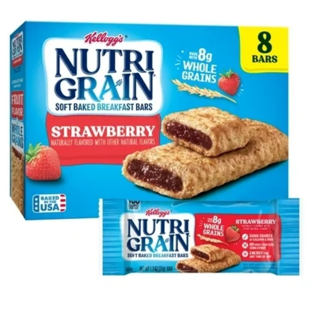 Barras De Granola Rellenas Nutri Grain - Fresa / Kellogg´s/ 8 Barras / 37g