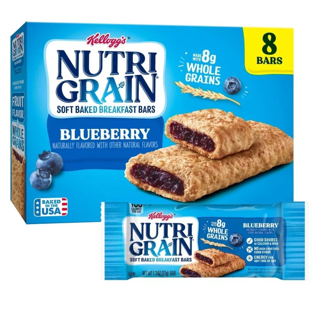 Barras De Granola Rellenas Nutri Grain - Arándanos / Kellogg´s/ 8 Barras / 37g