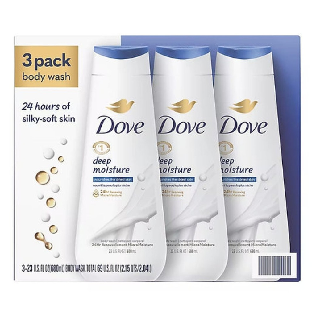 Gel De Baño Dove Renovador De Humedad Profunda / 3 Pack / 680mL