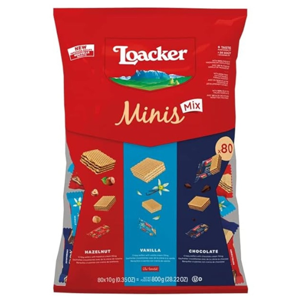 Galletas Wafers Mini Variadas / Loacker / 80 Pack / 800g Total