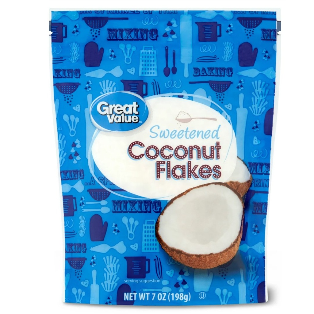 Hojuelas De Coco Endulzadas, Great Value / 198g