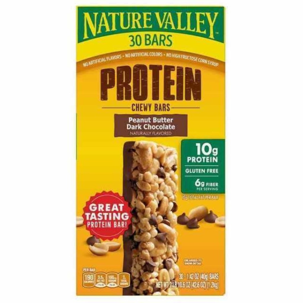 Barras De Proteína Sabor a Mantequilla De Maní Y Chocolate Oscuro / Nature Valley / 30 Pack / 40g