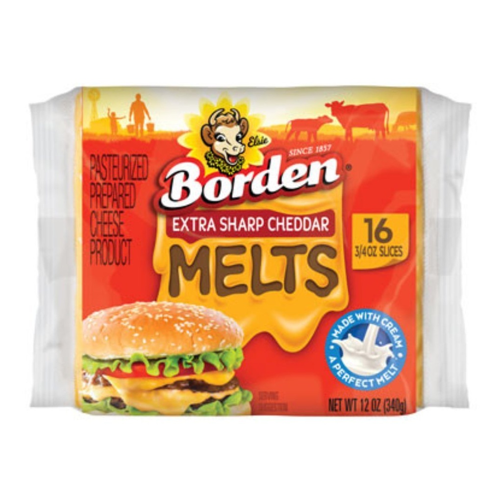 Rebanadas De Queso Cheddar Extra Fuerte / Borden / 16 Und / 340g
