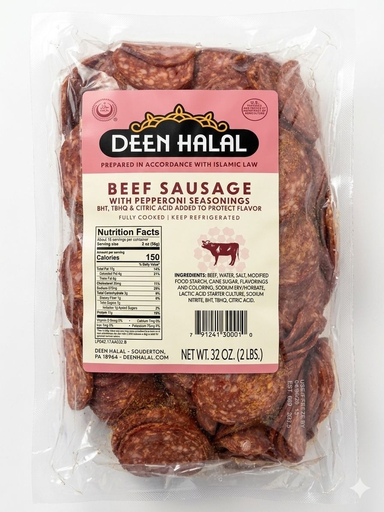 Deen Halal  Pepperoni De Carne / 2LB