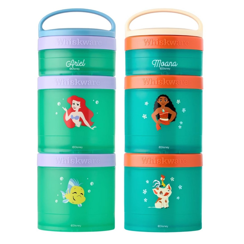 Contenedores Apilables Para Snacks - Whiskware / 2 Pack Variados De Tres Compartimientos Disney Princess