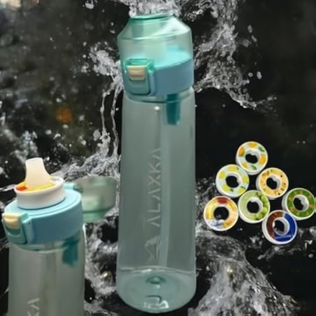 Botella De Agua Con 7 Cápsulas De Sabor / Alaxka / 650mL / Color Azul
