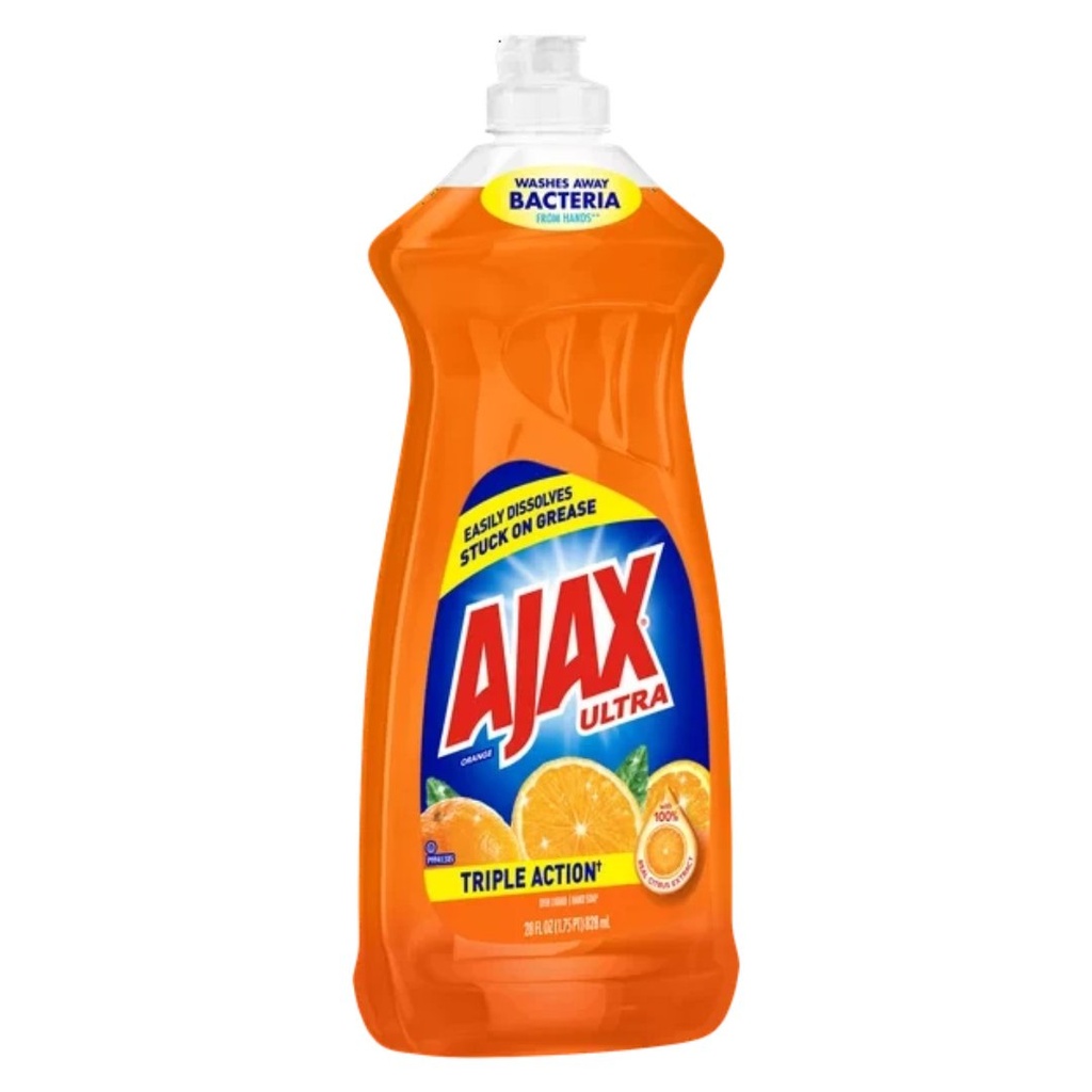 Jabón Líquido Para Platos Triple Acción - Aroma a Naranja  / Ajax Ultra / 828mL