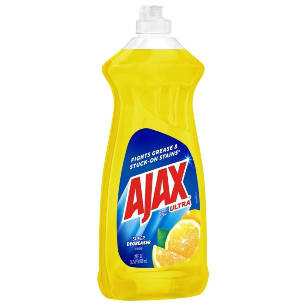 Jabón Líquido Para Platos Super Desengrasante - Aroma a Limón / Ajax Ultra / 828mL