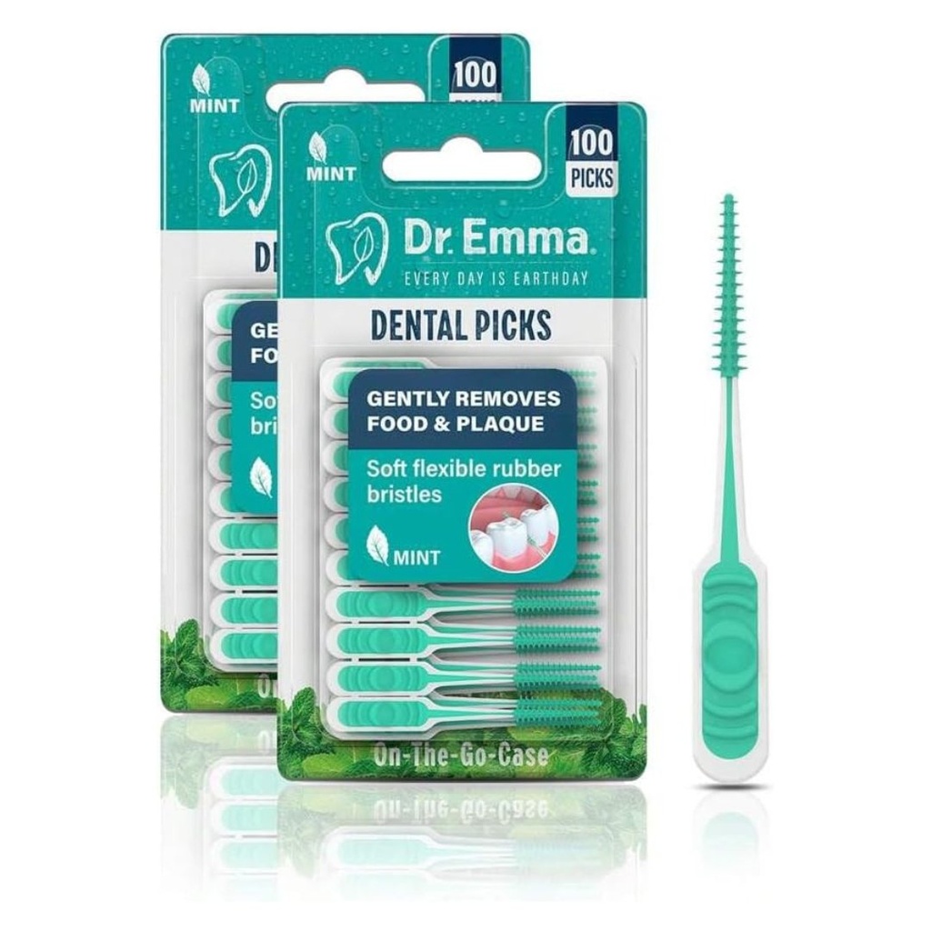 Palillos De Dientes De Goma Suave Con Sabor a Menta, Dr. Emma / 100 Pack
