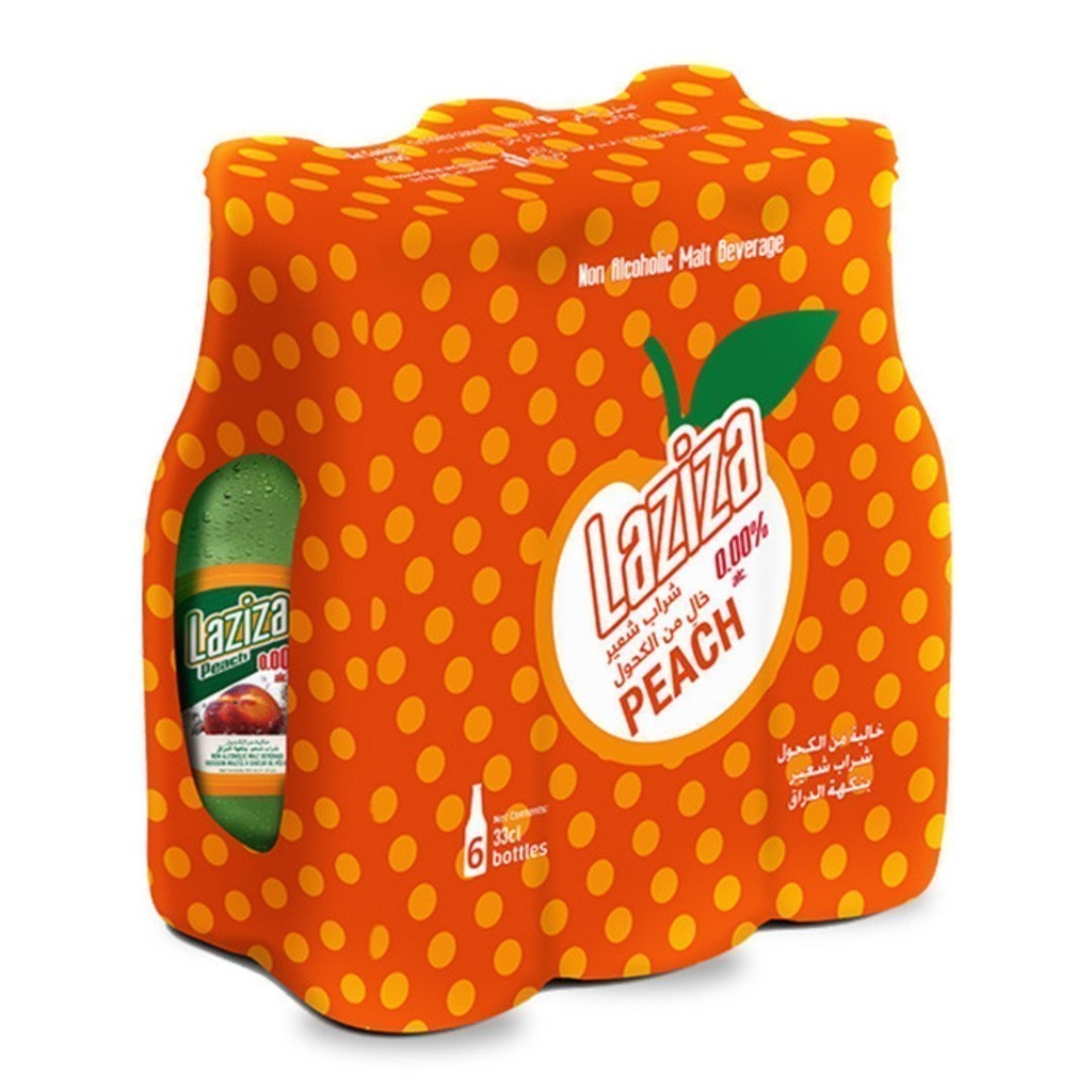 Bebida Sin Alcohol Sabor Durazno, Laziza / 6 Pack / 330 mL