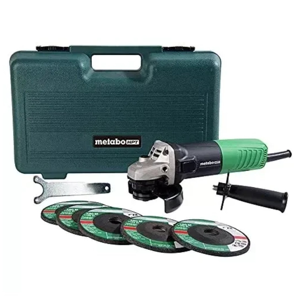 Esmeril Angular 4-1/2 Pulgadas - Incluye 5 Muelas Abrasivas y Estuche / Metabo HPT (G12SR4)