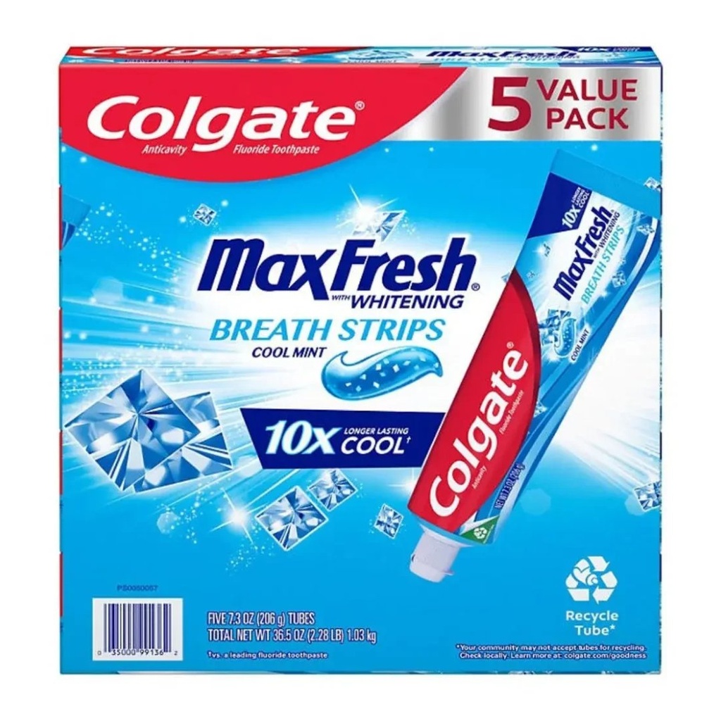 Pasta Dental Colgate Maxfresh Con Blanqueamiento - Cool Mint / 5 Pack / 206g