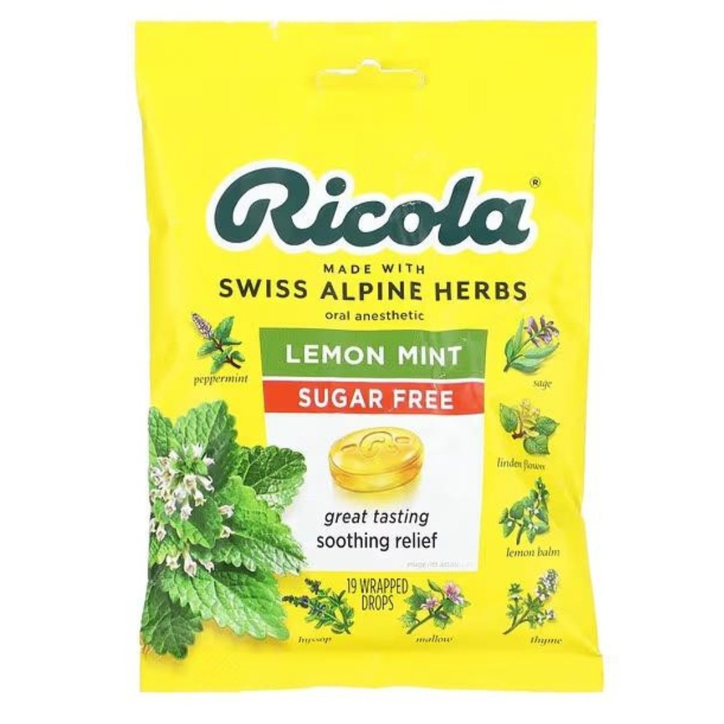 Caramelos Ricola Lemon Mint Sin Azúcar - 19 Und