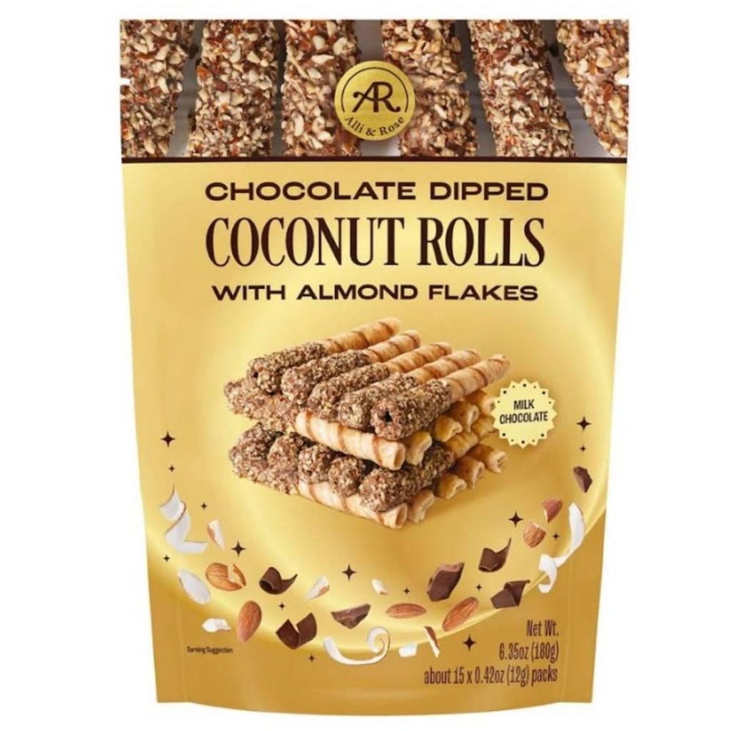 Rollitos De Coco Con Hojitas De Almendras / Alli &amp; Rose / 15 Pack / 12g