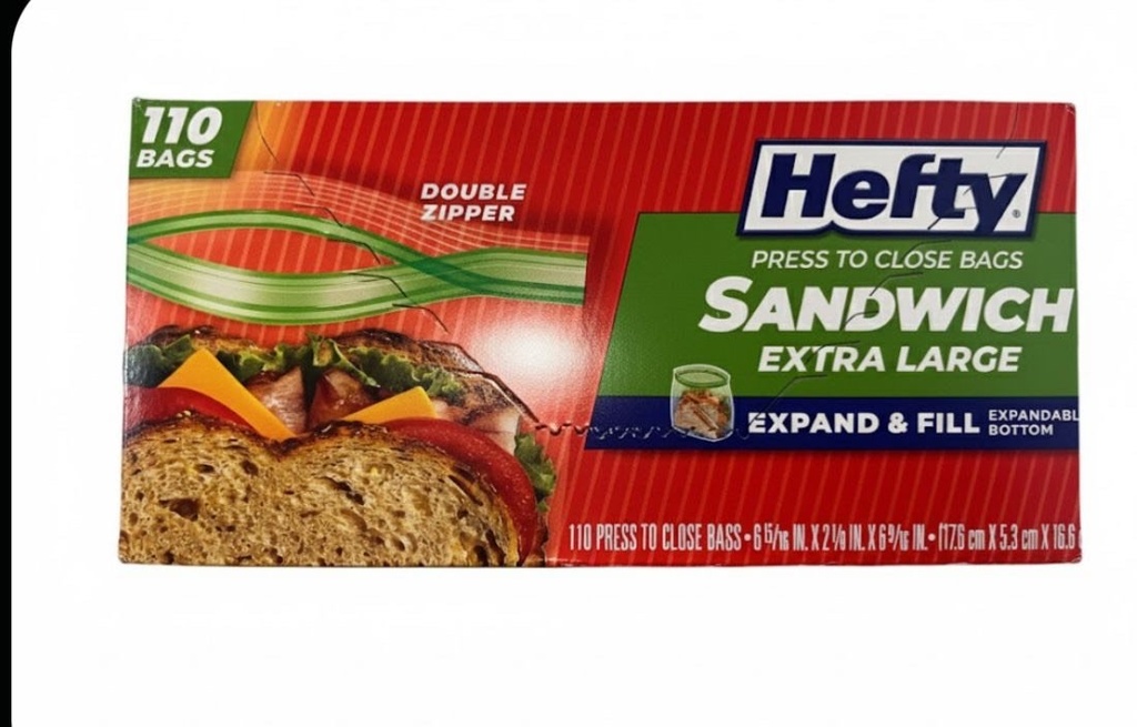 Hefty Bolsas de plástico para almacenamiento de alimentos, tamaño sándwich, 110 unidades