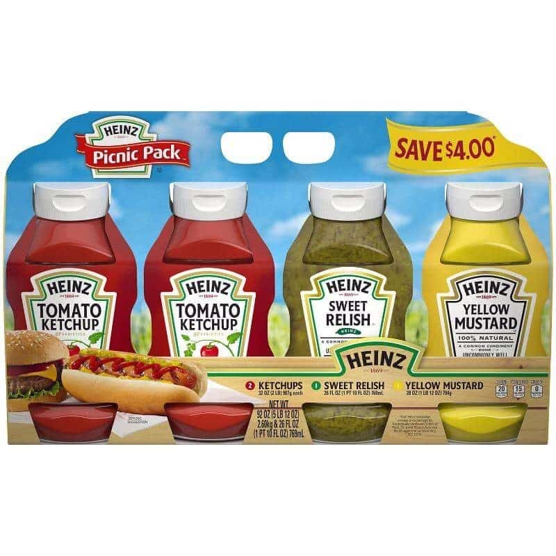 Heinz Paquete de picnic: Ketchup, Mostaza y Pepinillos / 4 Pack