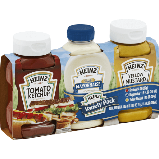 Heinz Paquete Clásico Kétchup De Tomate, Mayonesa Real y Mostaza Amarilla / 3 PACK / 650ml