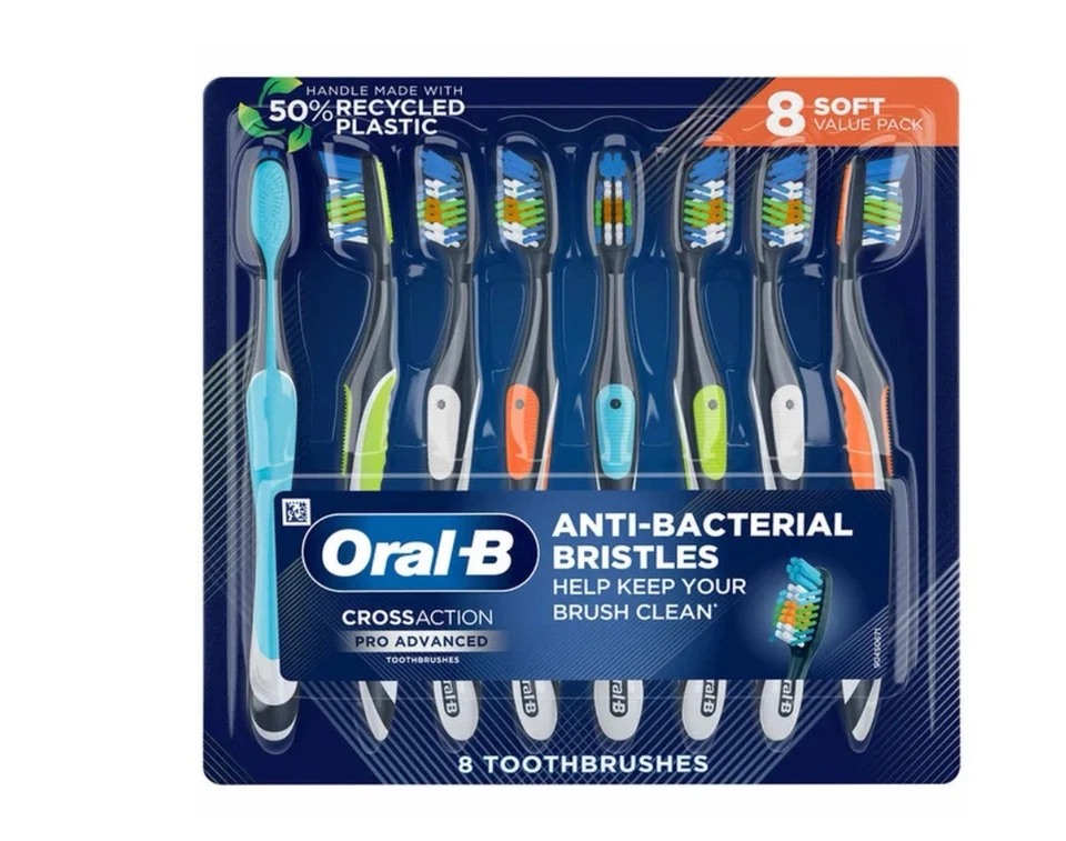Oral-B Cepillos de dientes Crossaction Pro Avanzado Antibacteriano / 8 Unidades