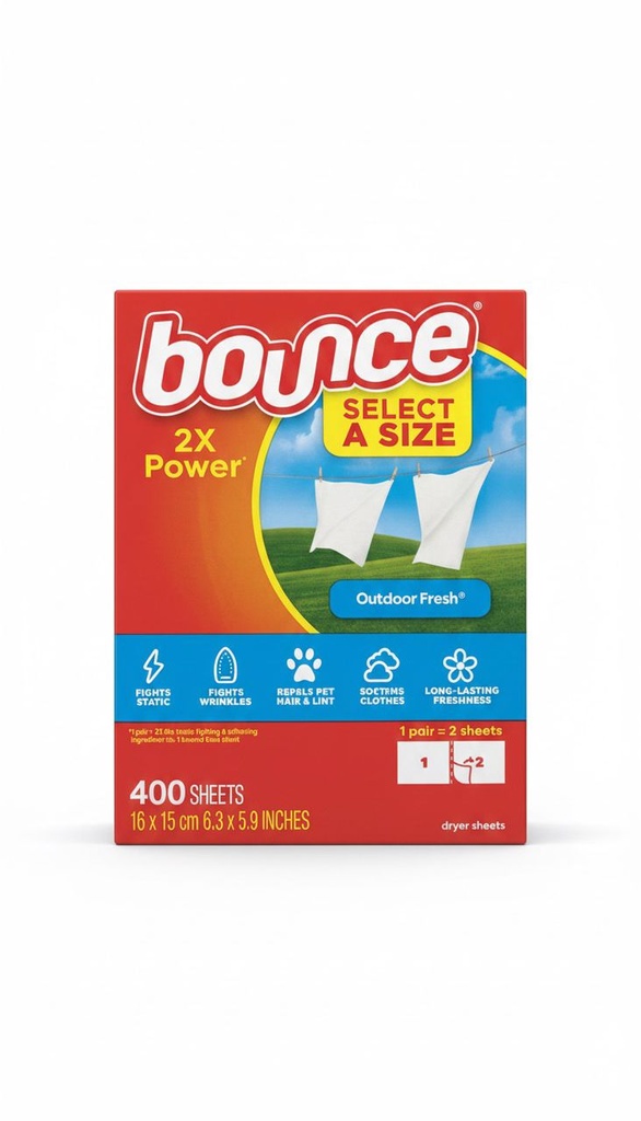 Bounce Select Toallitas Para Secadora Aroma Fresco Para Exteriores / 400 Toallitas