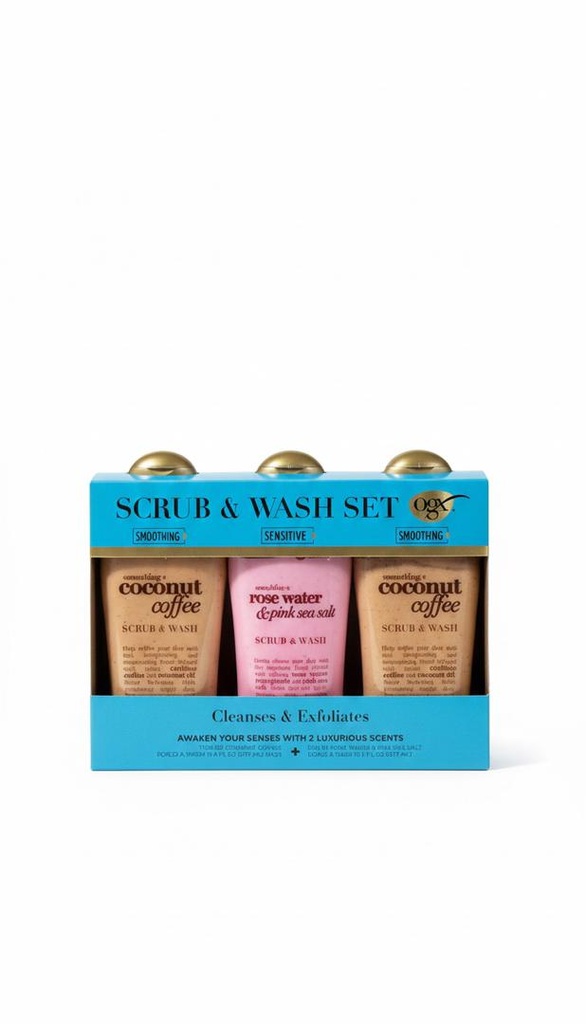 Ogx Body Scrub Set De Exfoliacion Y Lavado Paquete De 3