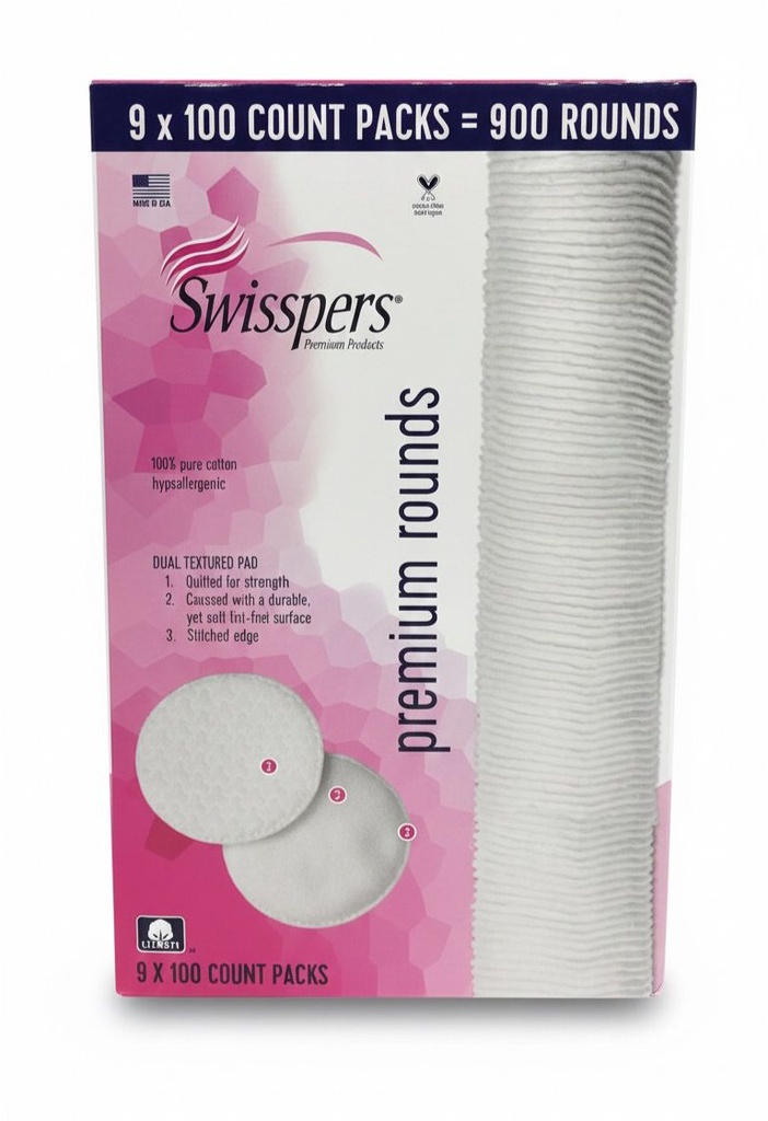 Swisspers Discos De Algodón Hipoalergenicos Premium / 900 Unidades
