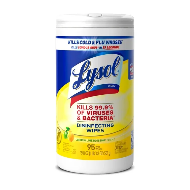 Lysol Toallitas Desinfectantes Aroma Flor De Limón y Lima / 95 Wipes