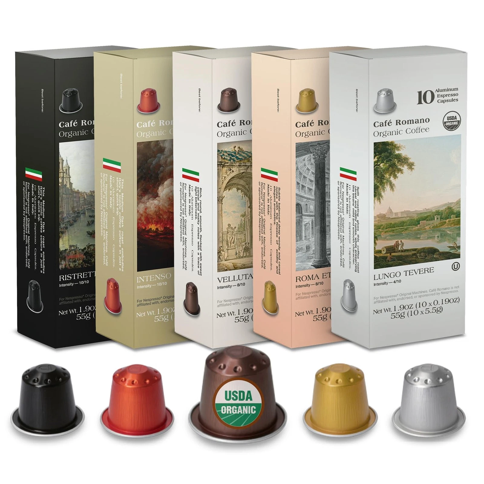 Cafe Romano Capsulas De Cafe Organico USDA / 10 Pack