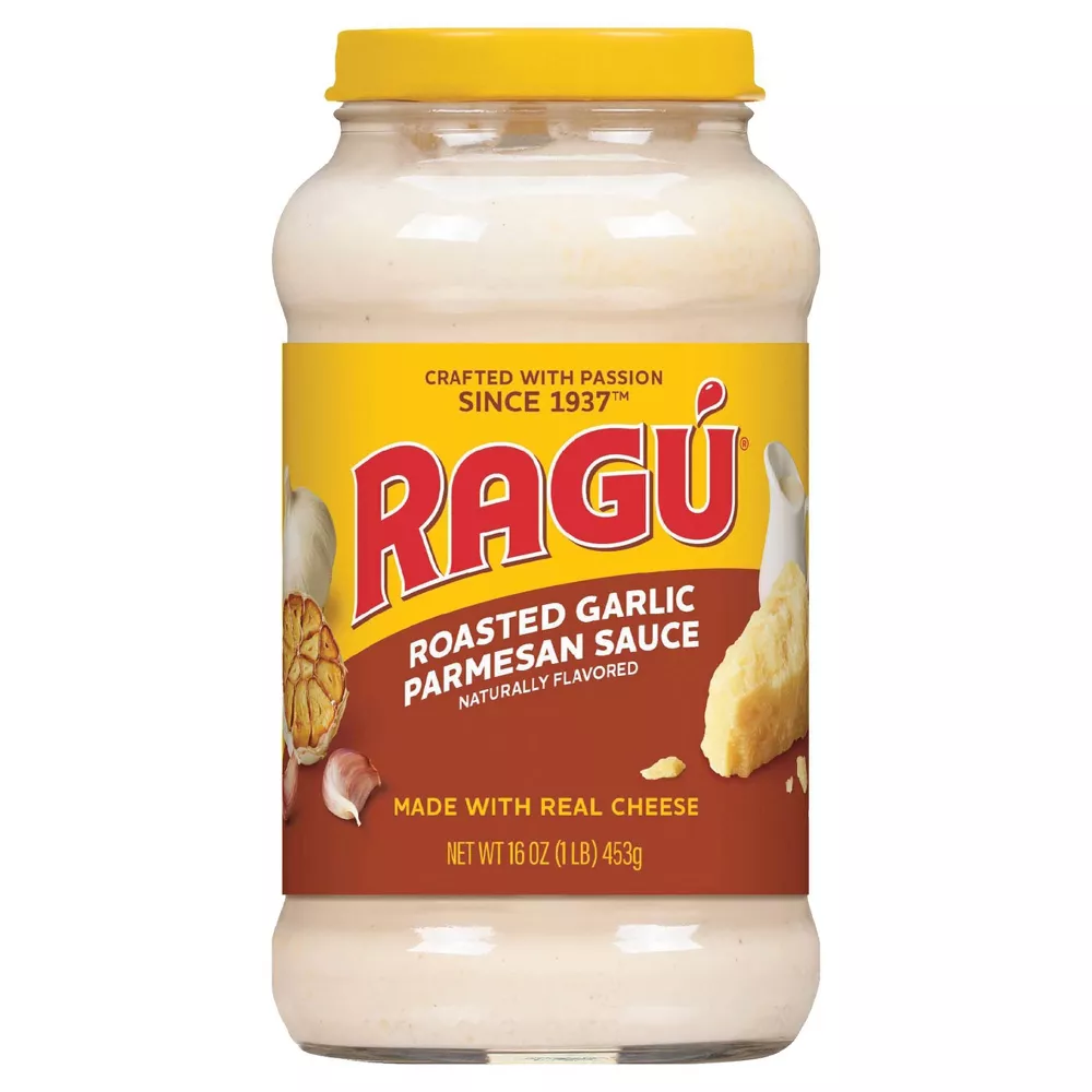 Ragú Salsa Alfredo De Ajo Asado, Salsa Cremosa Hecha Con Queso Real Con Sabor De Inspiración Italiana / 453g
