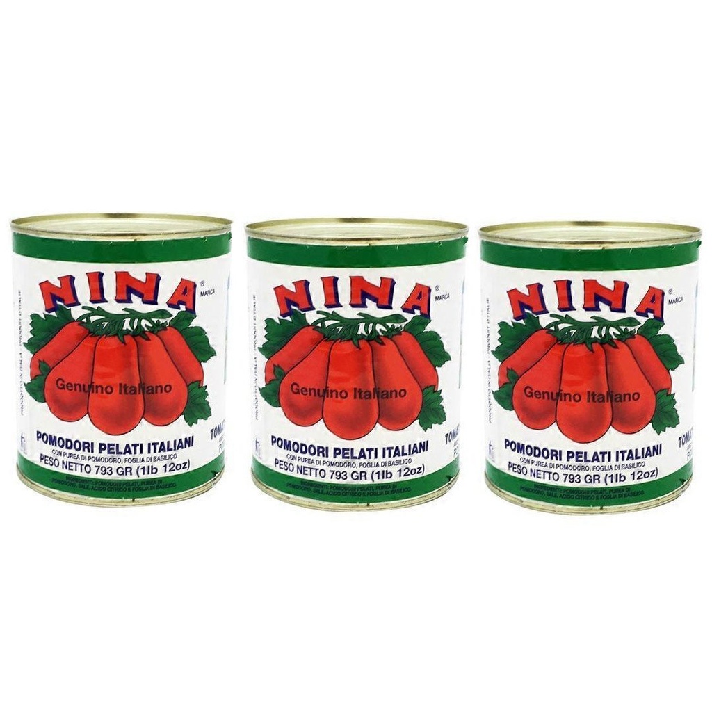 Tomates Pelados Italianos Con Albahaca Nina, 3 Pack / 796 mL