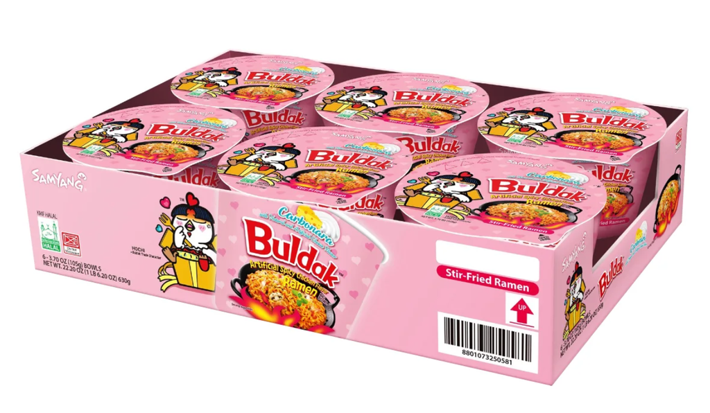 Samyang Buldak Carbonara Tazón De Ramen De Pollo Picante / 6 Pack / 105Gr.