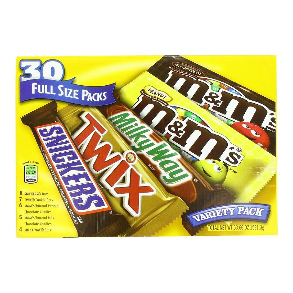 Chocolates Variados Full Size, 30 Pack