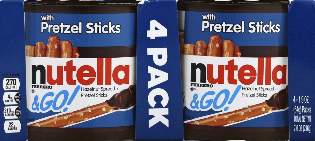 Nutella &amp; Go! Crema De Avellanas Y Cacao Palitos De Pan / 4 Pack / 54Gr.