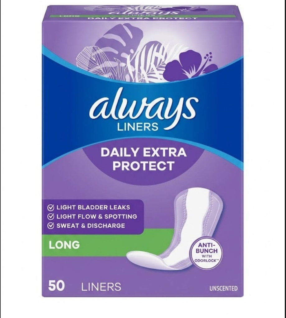 Always Protectores Diarios Extra Largos/ Caja 50 Unidades