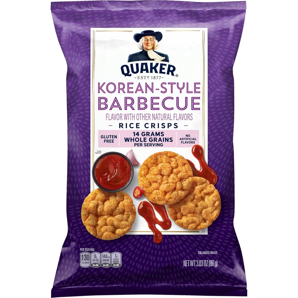 Quaker Crisps De Arroz, Sin Gluten, Barbacoa De Estilo Coreano  / 86 Gr