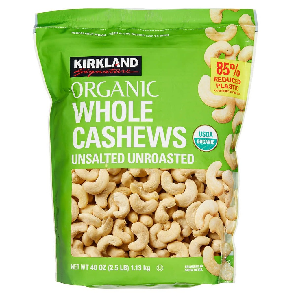 Kirkland Signature Merey Organico Entero Sin Sal, Sin Tostar / 1.13 Kg