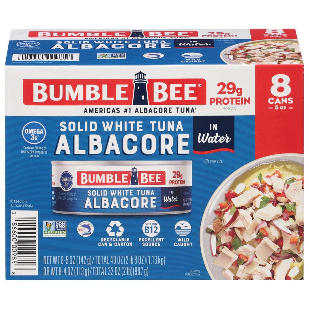 Bumble Bee - Atún Blanco Sólido / 8 Pack / 142 Gr.