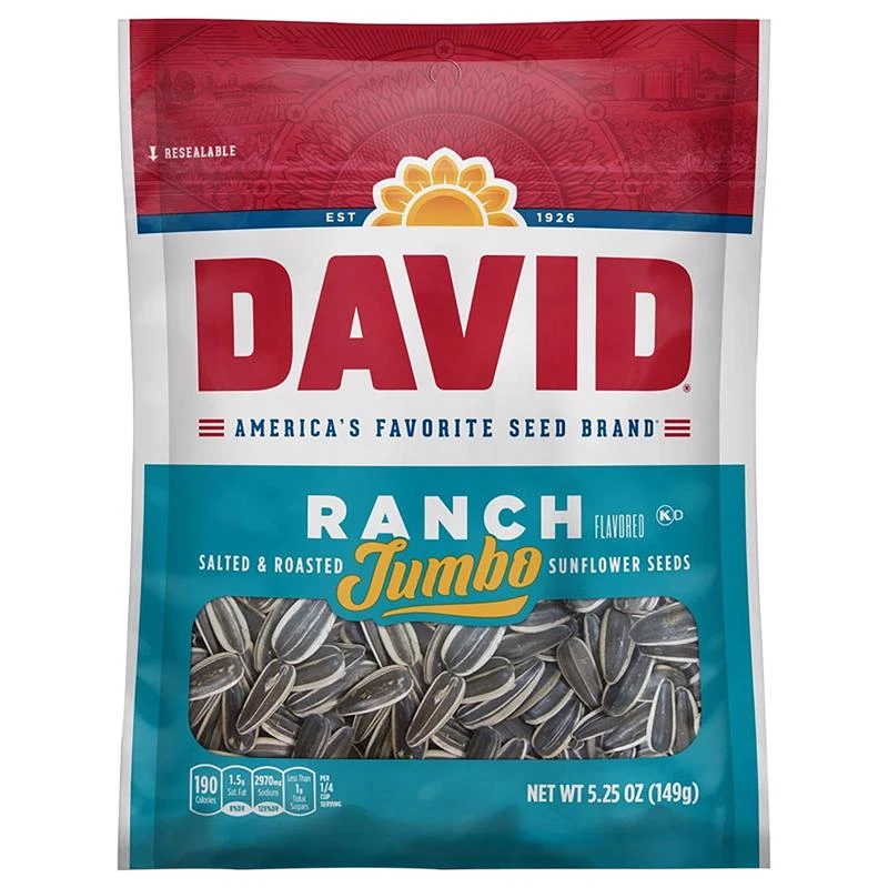 David Semillas De Girasol Gigantes  Con Sabor A Ranch, Saladas Y Tostadas / 149Gr.