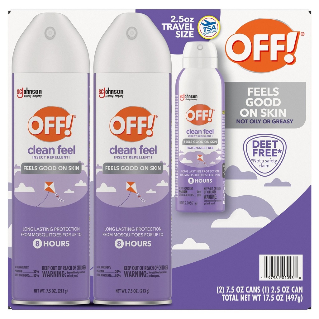 Sc Johnson Off Repelente De Insectos Con Sensacion De Limpieza / 2 Pack 7.5 Oz / 1pack 2.5 Oz