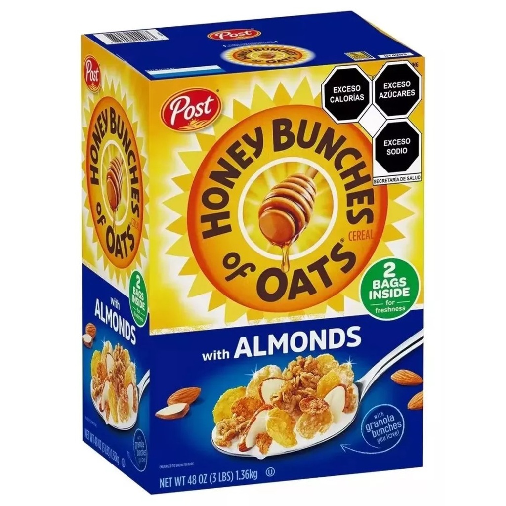 Honey Bunches Cereal De Avena Con Miel y Almendras Crujientes / 2 Pack / 1.36KG