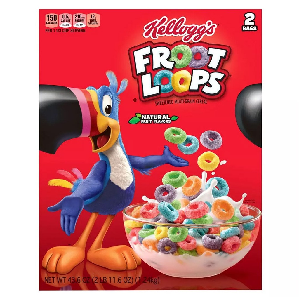 Cereal Froot Loops, Kelloggs / 2 Pack / 1.24 Kg