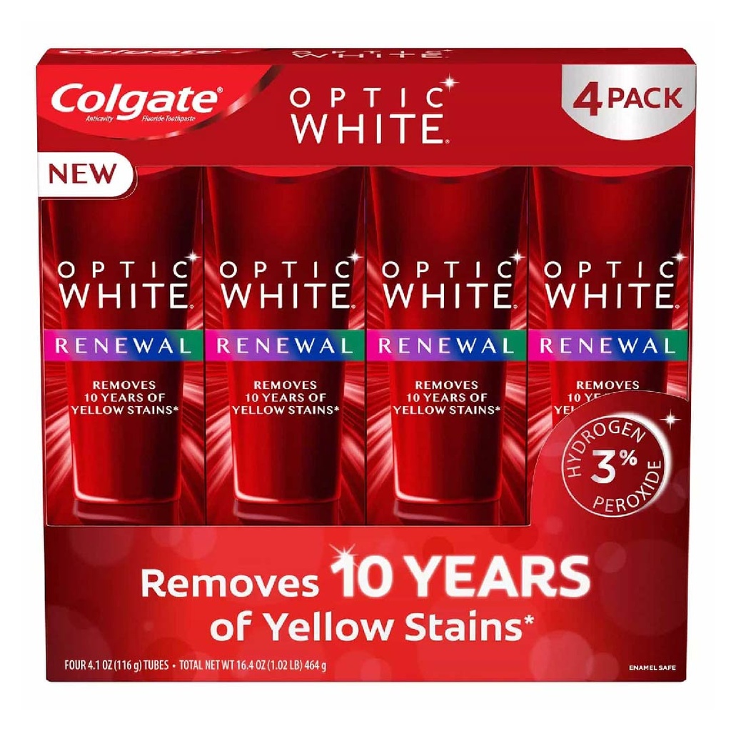 Pasta Dental Blanqueadora Colgate Optic White Renewal / 4 Pack