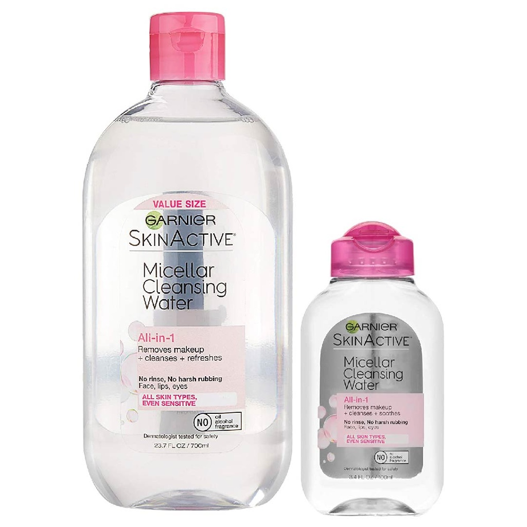 Agua Micelar Garnier Limpiadora Todo en 1, 700ml + Travel Size 100ml