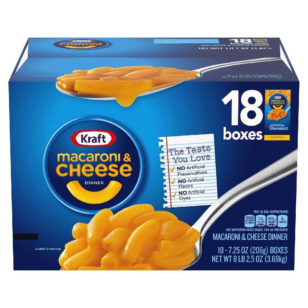 Macarrones &amp; Queso Kraft, 18 Pack / 3.69 Kg