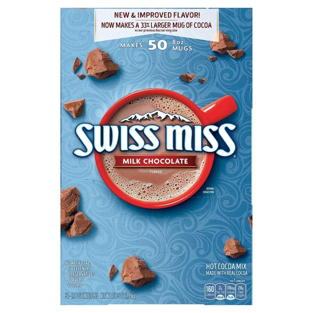 Mezcla de Chocolate Caliente Swiss Miss 50 Pack / 39g / 1.95 Kg
