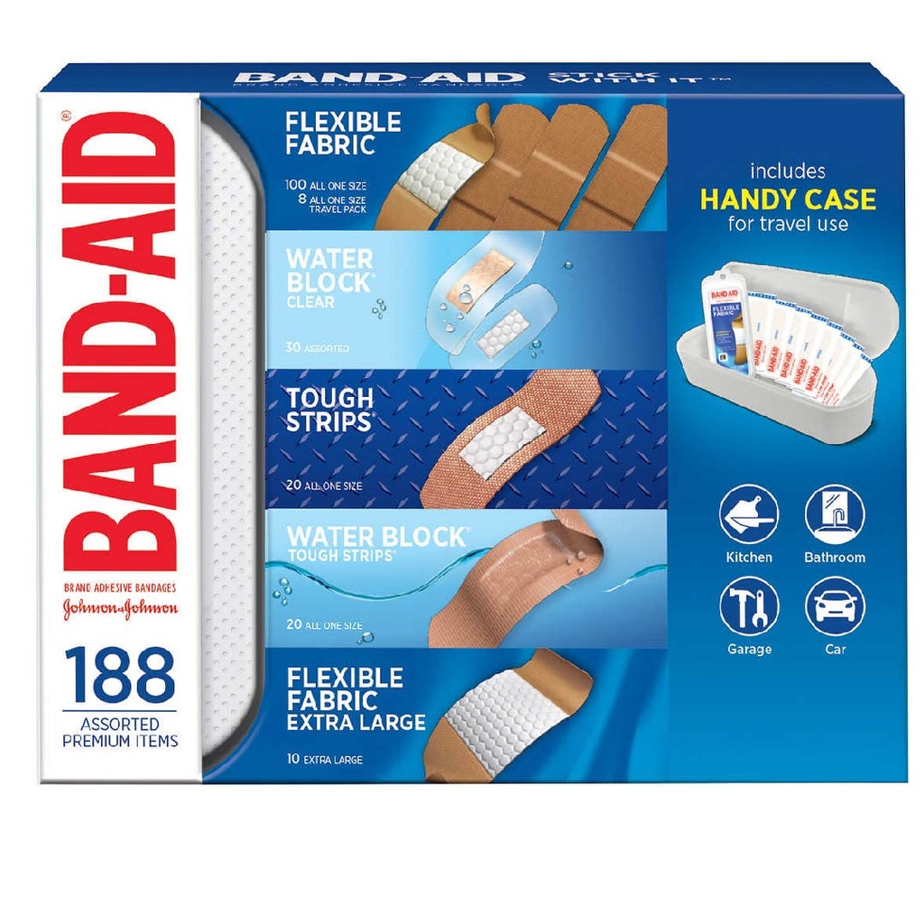Curitas Tamaños Variados Band-Aid / 188 Pack Con Estuche