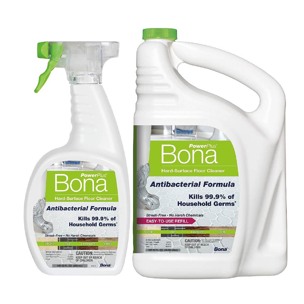 Limpiador Antibacterial Para Pisos, Bona PowerPlus 2.83 L + 650 mL Recargable / 2 Pack