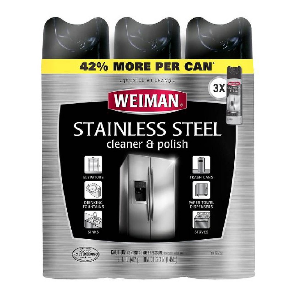 Weiman Limpiador Y Pulidor De Acero Inoxidable / 3 Pack/ 482gr