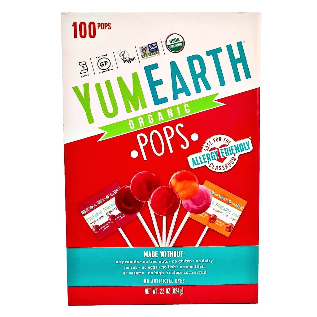 Chupetas Orgánicas YumEarth Sabores Surtidos / 100 Pack