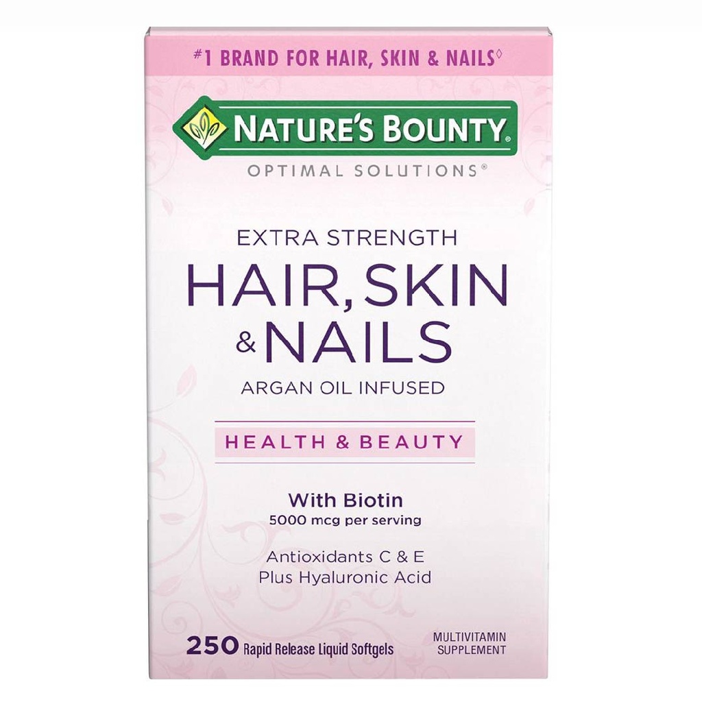 Suplemento Multivitamínico Extra Strenght Cabello, Piel &amp; Uñas Con 5000mcg De Biotina, Nature's Bounty / 250 Capsulas