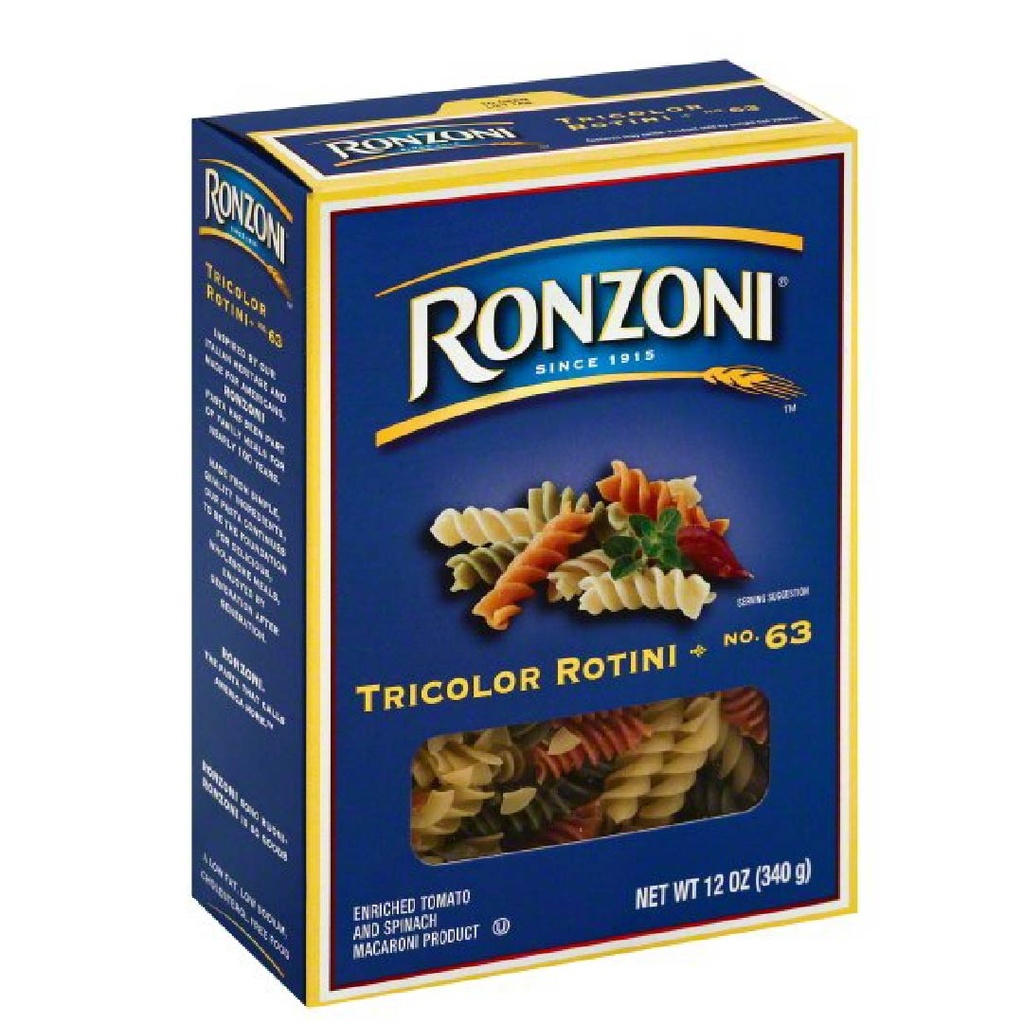 Pasta Rotini Tricolor, Ronzoni / 340g